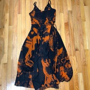 Abstract Print Wrap Dress